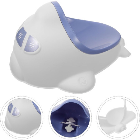 Pisoar pentru Baieti, Cyrax, 0-8 Ani, in Forma de Avion, Perie Inclusa, Montare pe Perete, Carlig Autoadeziv Inclus, 29 x 33.5 cm, Alb/Albastru