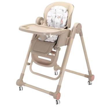 Scaun de Masa pentru Bebelusi si Copii, Cyrax, Tavita si Husa Detasabile, Multifuncțional, Stabil, Centura de Siguranta, Inaltime Ajustabila, Spatar Reglabil Moale, Balansoar, de la 6 Luni, Bej