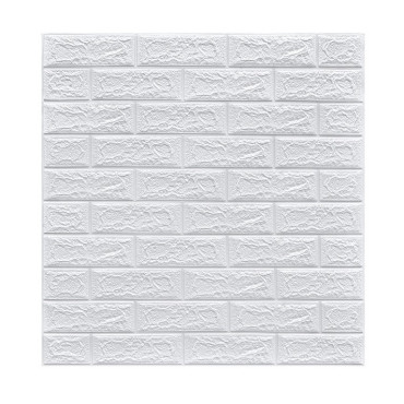 Set 10 Placi Tapet 3D,  70 x 77 cm, Grosime 3 mm, din Polietilena, Model Caramida, Suprafata acoperita 5.3 mp, Alb