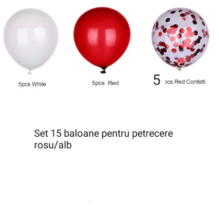 Set 15 baloane pentru petrecere, Cyrax, alb/rosu, 30 cm