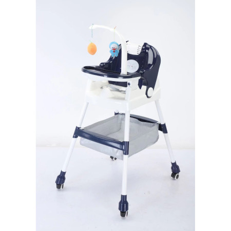 Scaun de Masa pentru Copii, Cyrax, Multifunctional, Pliabil, cu Roti, Cos de Depozitare, din Plastic, Centura de Siguranta, Suport de Agatat Jucarii, 110 x 60 x 70 cm, Albastru