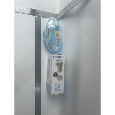 Set Pila Electrica pentru Copii si Bebelusi, Cyrax, ABS, 6 Accesorii, cu Lumina LED, Albastru Alb