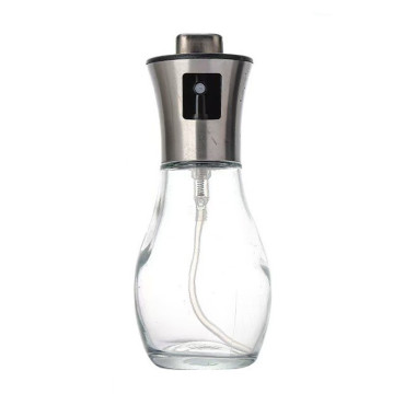 Sticla de ulei cu Pulverizator, Cyrax, Sticla pentru Lichide de Bucatarie, Otet, Sos, 16.7 x 5.2 cm, Volum 200 ml, Gri
