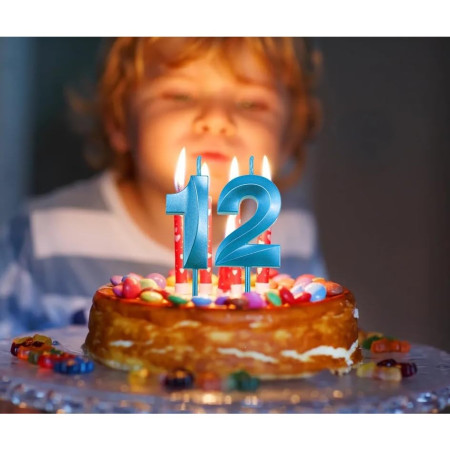 Lumanare Cifra 1, Cyrax, Model Diamond, 5 x 3.4 cm, Albastru