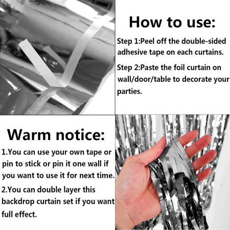 Perdea Franjurata, Cyrax, Model Decor Petrecere, pentru Fundal de Poze, Amenajare Colorata a Petrecerii, Dimensiune 100x200 cm, Argintiu