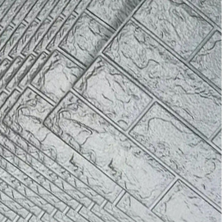 Set 10 Placi de Tapet,  Autoadezive, 70 x 77 cm, 2.5 mm Grosime, Suprafata Acoperita 5.3 mp, din PVC, Model Caramida, Argintiu