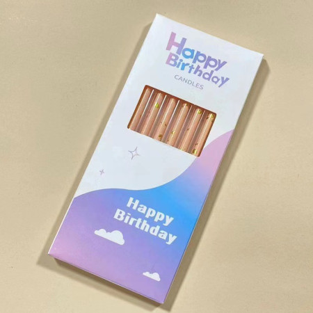 Set 6 Lumanari Lungi, Cyrax, din Parafina, 10 x 0.5 cm, Happy Birthday, Oranj Pal