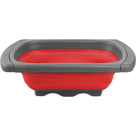 Cos de Scurgere Retractabil pentru Chiuveta, Cyrax, cu Filtru, pentru Fructe si Legume, de Uz Casnic, 39x12 cm, Design Extensibil pana la 61 cm, cu Manere de Prindere, Rosu