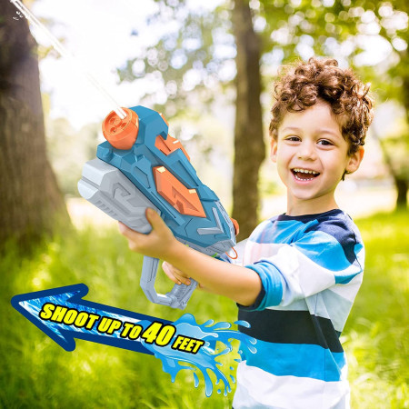 Pistol cu Apa pentru Copii, Rezervor, Pentru Piscina/Plaja, Cyrax, 6ani+, Albastru, 4 duze, 900ML