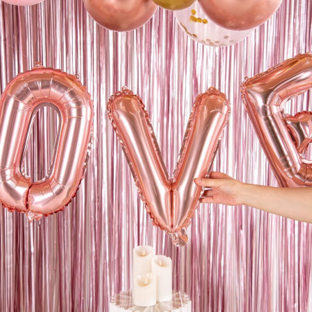 Balon Folie Metalizata Litera V, Cyrax, 40 cm, Umflati cu Heliu sau Aer, Ambalaj Individual, Pai inclus, Rose Gold