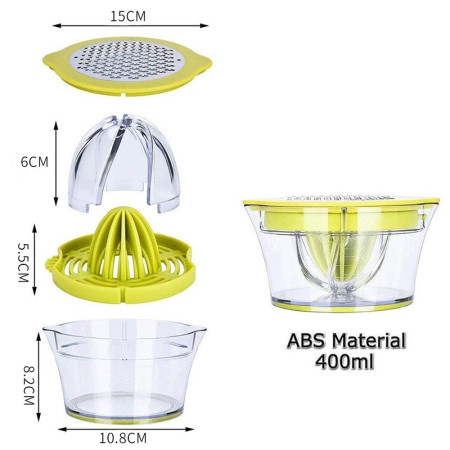 Storcator de Fructe 2 in 1, Cyrax, cu Razatoare si Separator Ou, 14.8 x 8 x 13 cm, Verde