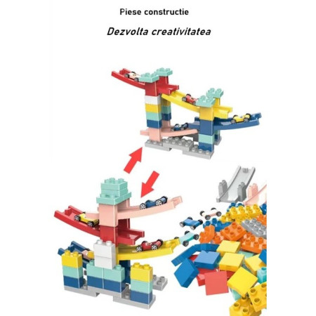 Set piese pentru constructie, Cyrax, Rampa auto, 30 piese, Masinute incluse