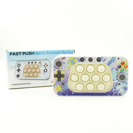 Jucarie interactiva tip consola pentru copii Cyrax, speed push whack-a-mole, joc de viteza pop it, material ABS/silicon, cu nivele, sunete si lumini, 15.5 x 7.6 x 5.3 cm, model culori, multicolor