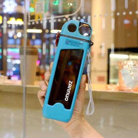 Sticla de Apa pentru Sport, Cyrax, 350 ml, cu Pai si Capac, 23x7x4.4 cm, Buton de Blocare, din PC, Bleu