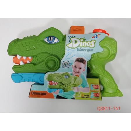 Pistol cu Apa pentru Copii, Rezervor, Pentru Piscina/Plaja, Cyrax, 6ani+, Tiranozaur, 3 duze, Verde, 1440ML