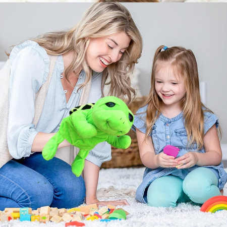 Papusa de Mana pentru Teatru de Papusi, Cyrax, din Plus, 25 x 10 x 8 cm, Model Broasca, Verde