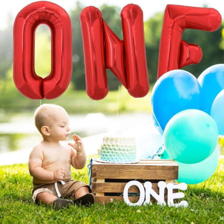 Balon Folie Metalizata Litera O, Cyrax, 40 cm, Umflati cu Heliu sau Aer, Ambalaj Individual, Pai inclus, Rosu