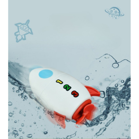 Jucarie de baie pentru copii, Cyrax, Racheta de apa, 11 cm, Alb