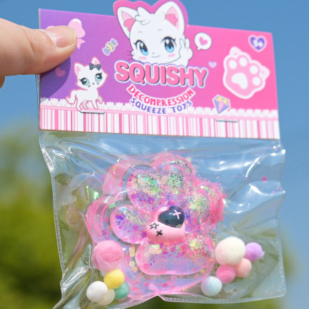 Jucarie Antistres Squishy, Cyrax, Labuta de Pisica Squeeze Toys, cu Revenire Lenta, 7.5 cm, Model 270519, Multicolor