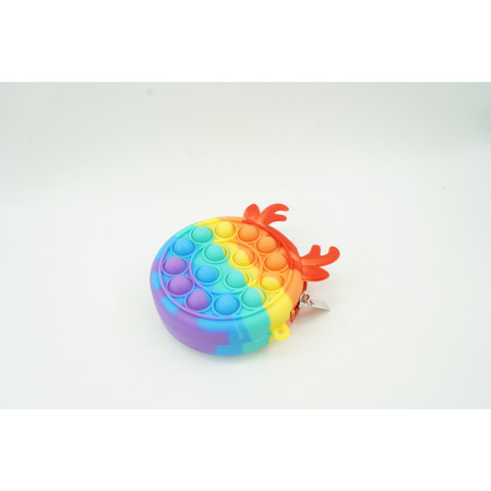 Jucarie antistres din silicon Cyrax, Pop it Now and Flip It ,Mini Geanta, Ren, 6 cm, Curcubeu