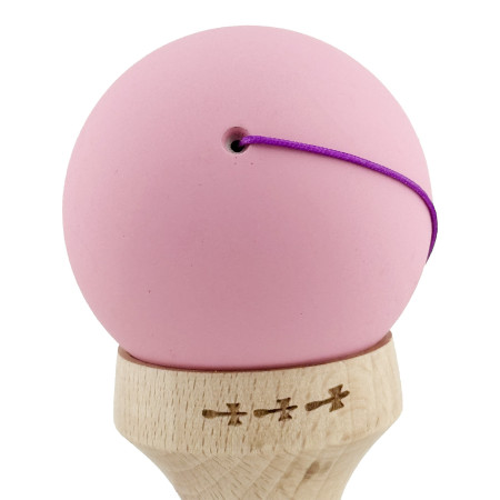 Kendama X Originala, Profesionala, Cyrax, Rubber Grip, Cupe Mari KING SIZE V3, Gaura in Baza, Rulment Metalic, din lemn 18 cm, Ata 62/65 cm, Bicolor Roz/Roz deschis