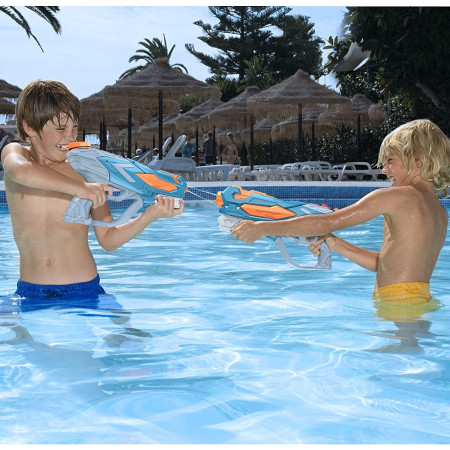 Pistol cu Apa pentru Copii, Rezervor, Pentru Piscina/Plaja, Cyrax, 6ani+, Albastru, 4 duze, 900ML