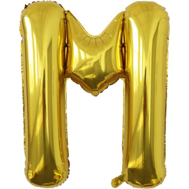 Balon Folie Metalizata Litera M, Cyrax, 80 cm, Umflati cu Heliu sau Aer, Ambalaj Individual, Pai inclus, Auriu