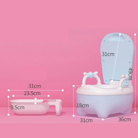 Olita pentru Copii, Cyrax, +1an, Portabila, Design Vacuta cu Capac, Model Prietenos, Non-Toxic, cu Manere, Compartiment Detasabil, Perie Inclusa, Usor de Curatat, Albastru