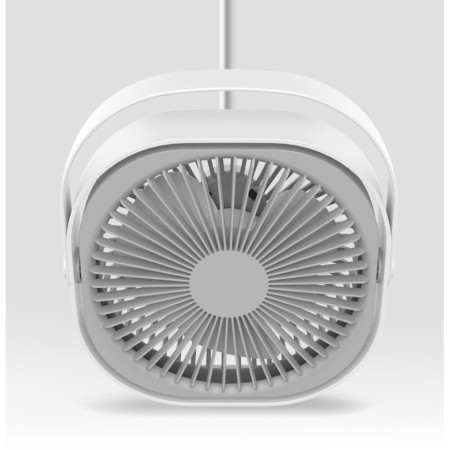 Mini ventilator pentru birou cu usb,  rotire 360 grade, 3 viteze, 4000 mA, 13.5 x 12,8, Gri