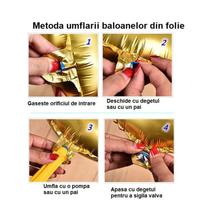 Balon din Folie Metalizata, Cyrax, Tip Coronita cu Urechi, Model Tigru Uimit, Ambalaj Individual, Pai Inclus, Umflare cu Aer sau Heliu, 33 x 33 cm, Portocaliu