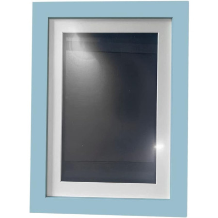 Rama Foto  cu Magnet, din Lemn, cu Spatiu Pentru Depozitare, Pentru Desene si Picturi A4, Sticla Securizata, Rama MDF, 21x30 cm, Albastru