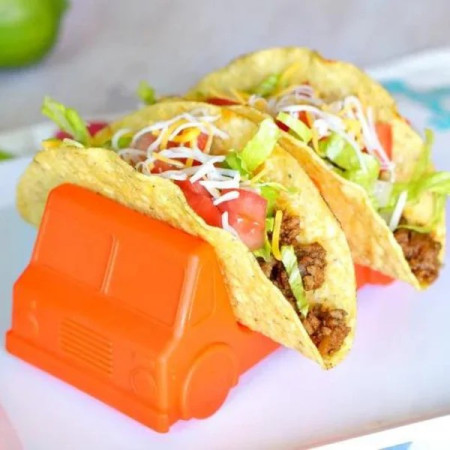 Suport pentru Taco, Cyrax, Model Autobuz, 14 x 7.5 x 6.5 cm, din PP, Portocaliu