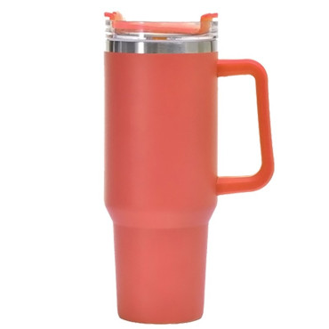 Cana Termos din Plastic, Cyrax, pentru Bauturi Calde si Reci, cu Maner, 9.9x9.9x27 cm, Portocaliu