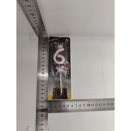 Lumanare Cifra 6, Cyrax, Model Coroana cu Fundita, Pentru Tort, 6 x 2.5 cm Mov