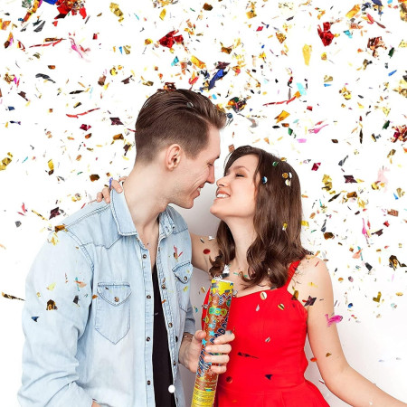 Tub de Confetti, Cyrax, Party Popper, 40x5 cm, Confetii Asortate din Aluminiu, Multicolor