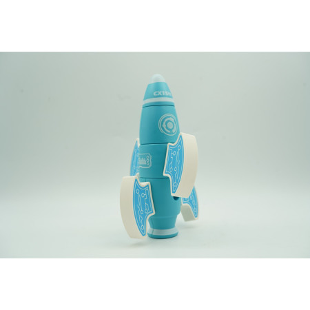 Cyrax Set inteligent de blocuri magnetice pentru copii, 8 piese, cutie depozitare, racheta, albastru