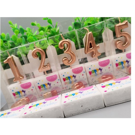 Lumanare de Tort, Cyrax, Model Cifra 2, Party, 4.5 x 2.5 cm, din Parafina, Rose Gold