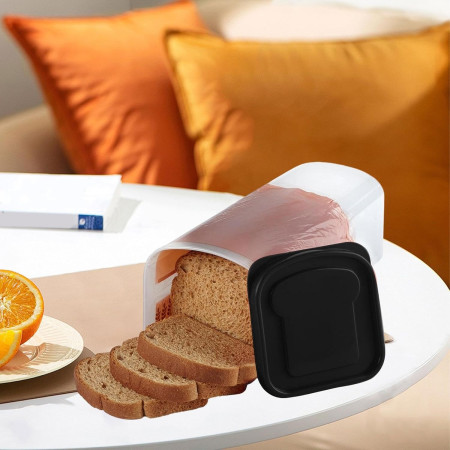 Cutie Depozitare Paine, Cyrax, din Plastic, 34 x 13 cm, Pastreaza Prospetimea, Capac Negru