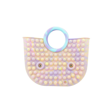 Jucarie Antistres din silicon Cyrax, Pop It Now And Flip It, Geanta mare, 28 cm, Multicolor, Model 6 V2