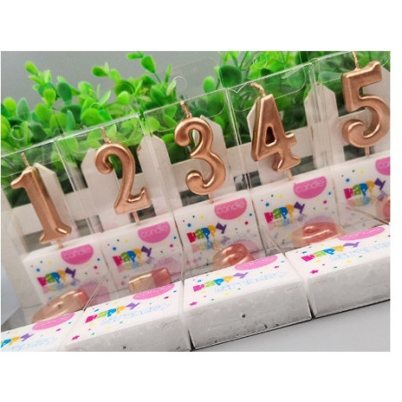 Lumanare de Tort, Cyrax, Model Cifra 5, Party, 4.5 x 2.5 cm, din Parafina, Rose Gold