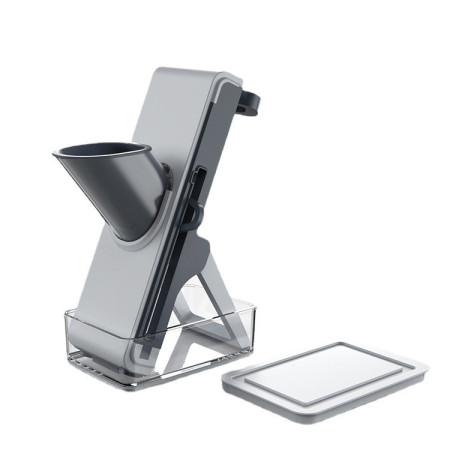 Feliator de Legume Multifunctional, Cyrax, Taieturi Diferite, Razatoare pentru Bucatarie, Taietor de Cartofi, Presa Manuala, Pliabila, Extensibila, PP PET, 23.5x9.5x5.5 cm, Gri