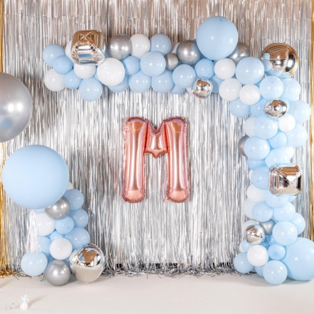 Balon Folie Metalizata Litera M, Cyrax, 80 cm, Umflati cu Heliu sau Aer, Ambalaj Individual, Pai inclus, Rose Gold