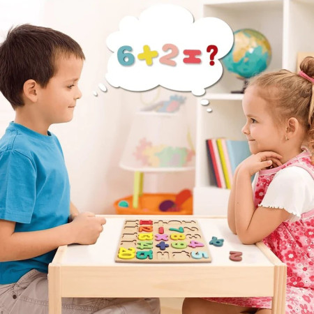 Tabla Montessori, Cyrax, din Lemn, Educatie Timpurie Cifre, 25 Piese Lemn, +18 Luni, 20 x 20 cm, Vopsea pe Baza de Apa, Multicolor