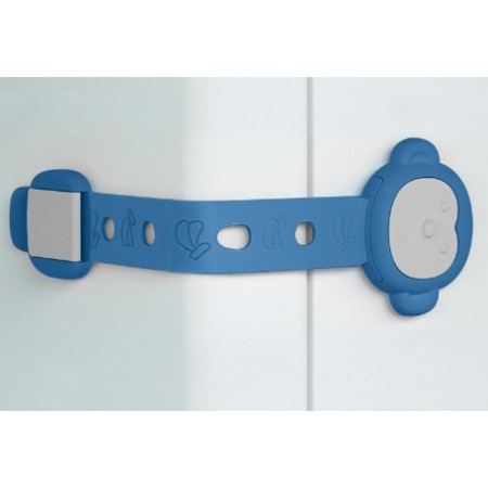 Siguranta pentru Usi Copii,  Sistem de Blocare Sertare, Dulap, Frigider, Adeziv, cu Sistem de Inchidere Dublu, Model Maimutica, Albastru