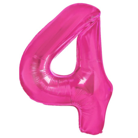 Balon din Folie Metalizata, Cyrax, Figurina Cifra, Model 4, Tema Aniversare 100 cm, Ambalaj Individual, Pai Inclus, Umflare cu Aer sau Heliu, Roz