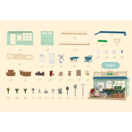 Cyrax Casa de papusi, magazin cu flori, cu mobilier si figurine