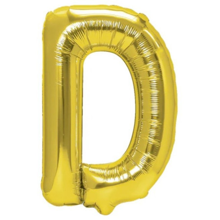Balon Folie Metalizata Litera D, Cyrax, 80 cm, Umflati cu Heliu sau Aer, Ambalaj Individual, Pai inclus, Auriu