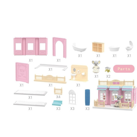 Cyrax Baie pentru papusi cu mobilier si figurina,Baie pentru papusi cu mobilier si figurina