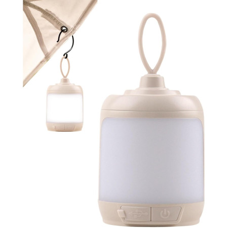 Mini Lampa LED de Camping,  pentru Aer Liber, Reincarcabila USB Type C, 3 Trepte de Lumina, Portabila, 13.8 x 6.5 cm, 5V, Alb
