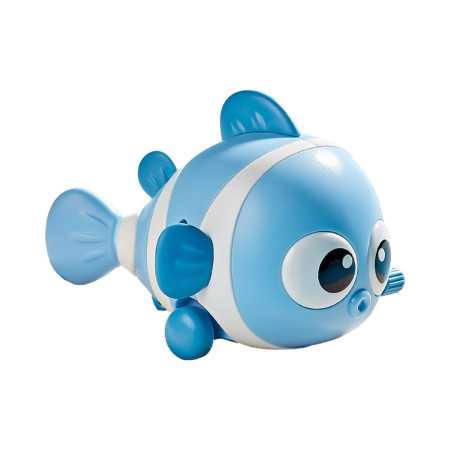 Jucarie mecanica pentru copii Cyrax, pestisor haios, cu cheita, distractiv, se taraste, se misca, 11 x 9 x 7.5 cm cm, albastru